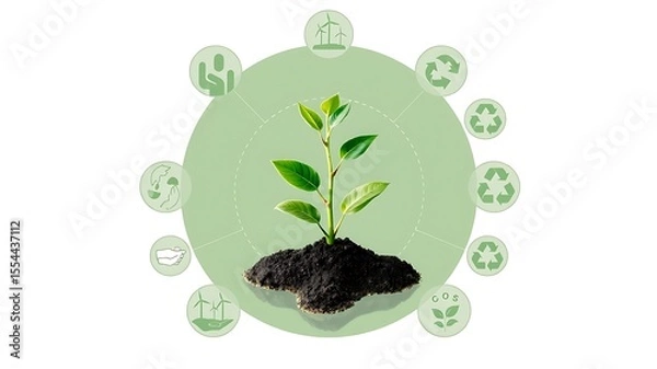 Fototapeta Conceptual image of green living environment showing recycling and sustainable practices and growth