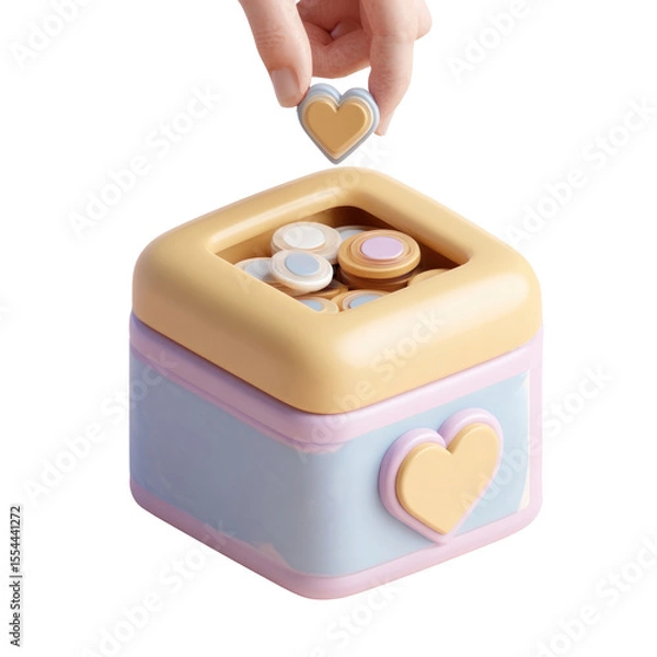 Fototapeta Colorful Toy Shape Sorter with Heart Shape Piece for Child Development and Learning