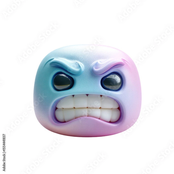 Fototapeta Angry cartoon face with exaggerated features, colorful gradient, expression of frustration and annoyance, digital rendering