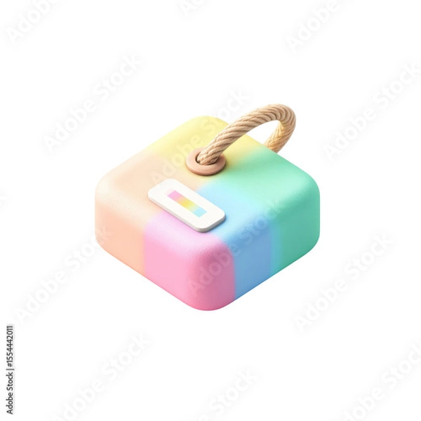 Fototapeta Colorful pastel box with a handle and a subtle rainbow gradient, ideal for artistic and whimsical themes in design projects