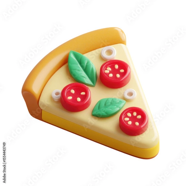Fototapeta Colorful Toy Pizza Slice with Toppings for Children Play and Imaginative Kitchen Fun