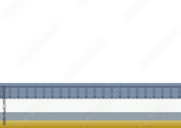 Obraz 瓦屋根と塀のフレーム