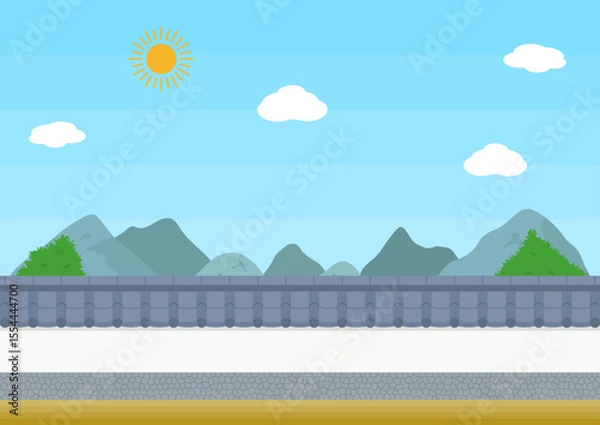 Obraz 瓦屋根と塀のフレーム