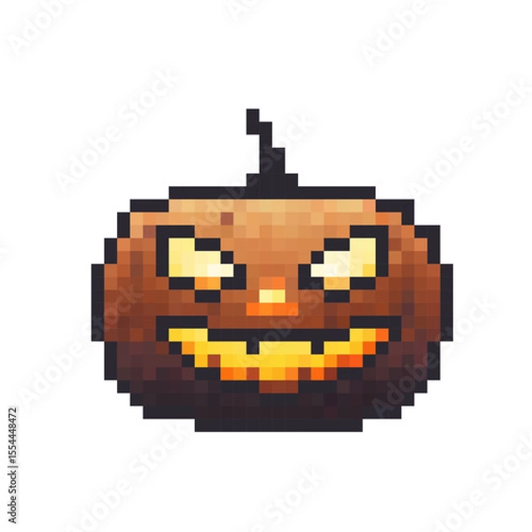Obraz Vector art of a spooky pumpkin with a sinister grin, perfect for Halloween seasonal design projects and decorations