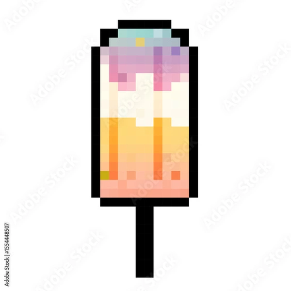 Obraz Colorful vector artwork depicting a popsicle in a tropical sunset setting with palm trees in the background