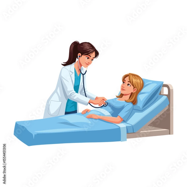 Obraz vector illustration of a doctor examining his pregnant patient