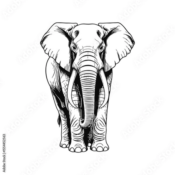 Obraz black and white elephant vector illustration on white background