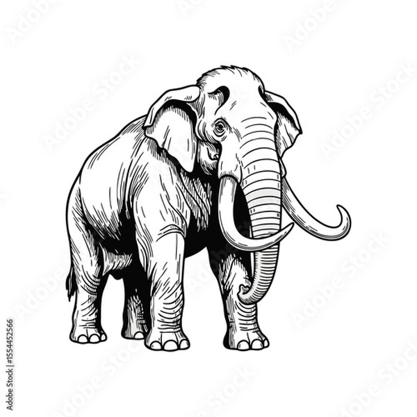 Obraz black and white elephant vector illustration on white background
