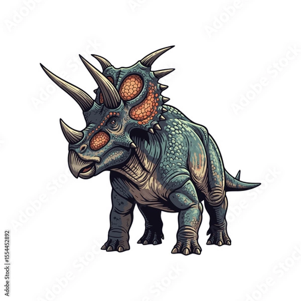 Obraz vector illustration of a triceratops dinosaur on a white background
