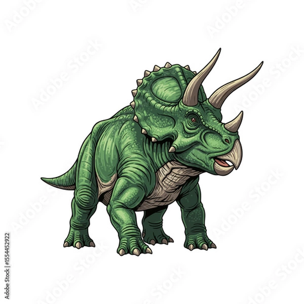 Obraz vector illustration of a triceratops dinosaur on a white background