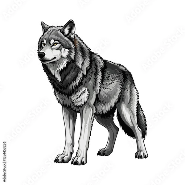 Obraz vector illustration of a wolf on a white background