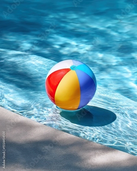 Obraz Bright, inflatable ball floats in crystal clear water near the pool edge