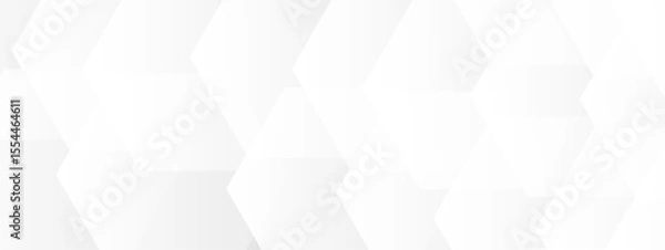 Fototapeta Abstract seamless background with overlapping translucent white hexagons on a light gray to white gradient backdrop.  Clean, minimal, and geometric Ideal for use in tech, corporate, or medical design
