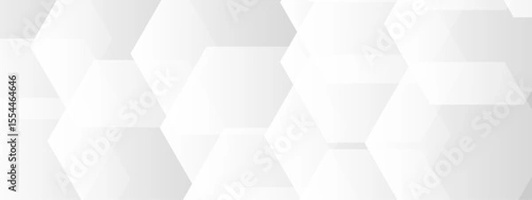 Fototapeta Abstract seamless background with overlapping translucent white hexagons on a light gray to white gradient backdrop.  Clean, minimal, and geometric Ideal for use in tech, corporate, or medical design