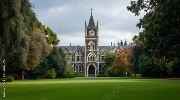 Obraz Emmanuel College in Wellesley, New Zealand. Illustration of popular places in the world.