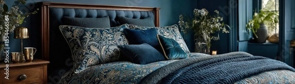 Fototapeta Transform a bedroom with statement boucle bed and cozy textiles in harmony