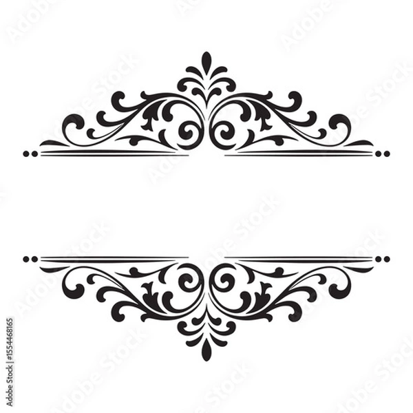 Fototapeta Elegant Black and White Decorative Frame Design Vintage Flourish with Swirls and Ornate Elements for Invitations and Formal Documents