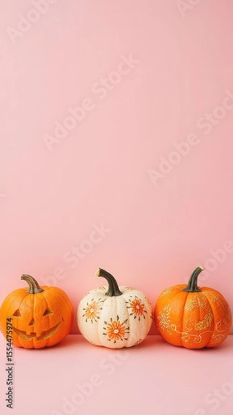 Obraz Hand painted creative Halloween autumn pumpkins with copy space
