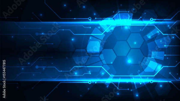 Obraz Digital technology adstract blue light background