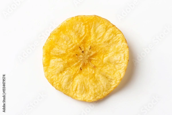 Obraz Single Round Golden Yellow Plantain Chip on White plantain chips