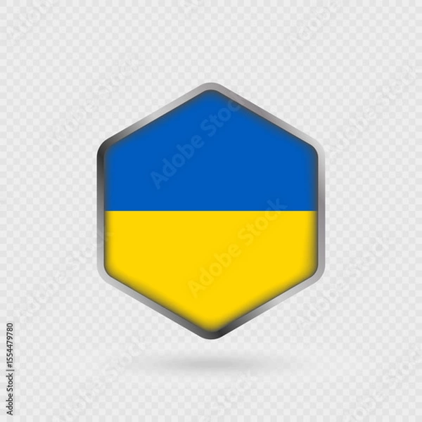 Fototapeta Ukraine Flag Icon in Hexagon Shape.
