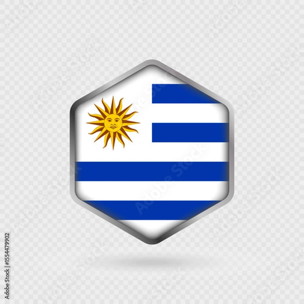 Fototapeta Uruguay Flag Icon in Hexagon Shape.