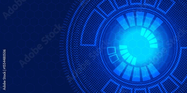 Fototapeta Abstract Technology and Big Data Dynamic Background hexagons Grid with Light on Dark Blue Background