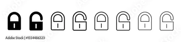 Fototapeta lock icon collection set locked icon symbol unlocked sign , security icon . open and closed padlock icon