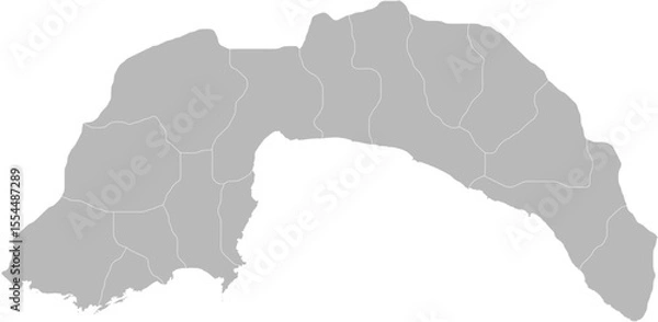 Fototapeta Antalya, Turkey – administrative vector map with district boundaries (Web Mercator projection, PPT-compatible & fully editable)