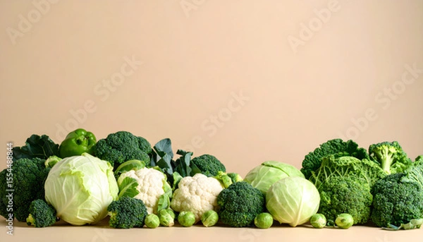 Obraz Fresh Broccoli and Cabbage Assortment