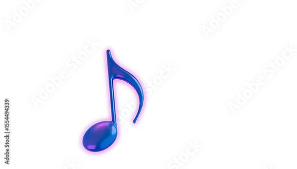 Fototapeta A simple, purple musical note on a white background, clean and minimalist, 4K and HD image