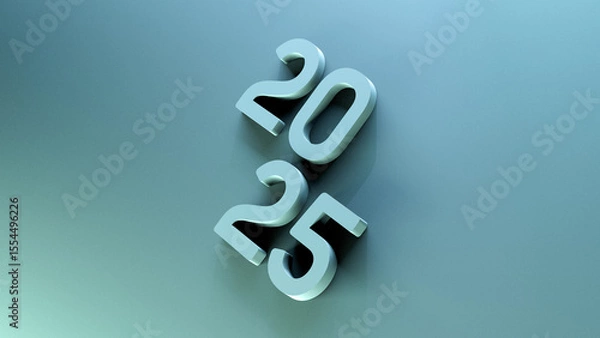 Obraz 2025 date,year on turquoise,copy. 2025 plans,business concept,wallpaper.3D render