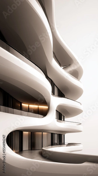 Fototapeta Abstract and modern Architecture, White with black details,