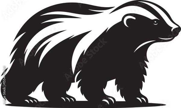 Fototapeta Honey Badger Vector in black and white 