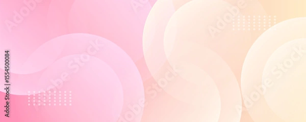 Fototapeta Minimalist banner background, pastel colorful, pink and yellow gradations. Circle effect style geometric, eps 10