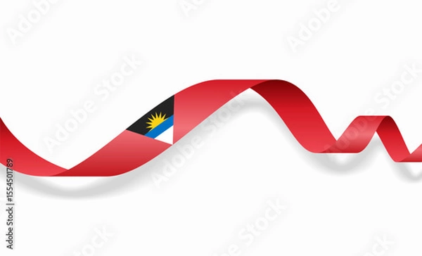Fototapeta Antigua and Barbuda flag wavy abstract background layout. Vector illustration.