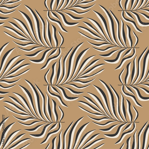 Fototapeta Trendy minimalist seamless botanical pattern with abstract creative hand drawn composition