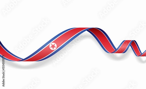 Fototapeta North Korean flag wavy abstract background layout. Vector illustration.