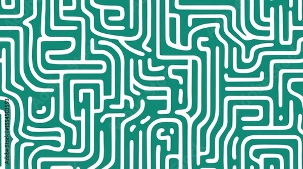 Fototapeta Intricate Aquamarine and White Maze-Like Abstract Pattern Design