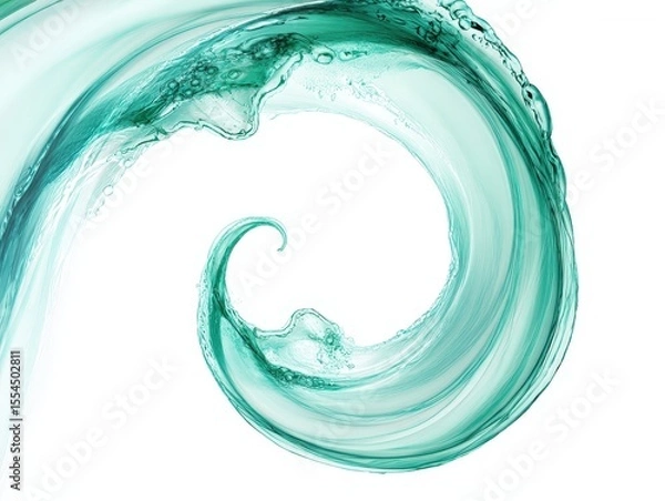 Fototapeta Elegant Green and White Water Swirl With a Minimal Design