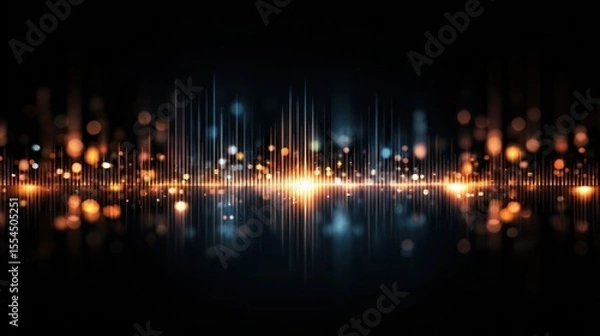 Obraz Abstract glowing lights with orange and blue bokeh on a dark background.