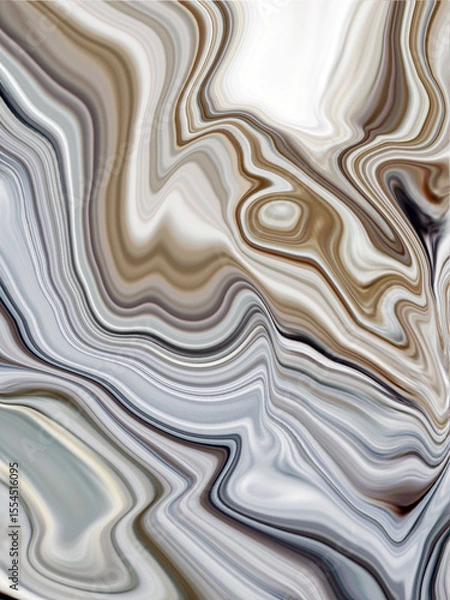 Fototapeta Swirling abstract pattern in brown, gray, and white, resembling marbled stone. Fluid, organic lines create a dynamic and elegant visual flow.