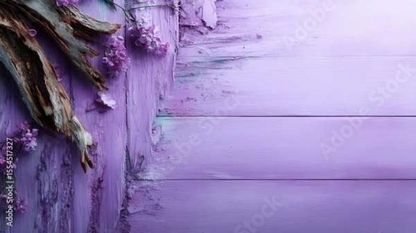 Obraz An artistic display featuring a textured purple background adorned with delicate floral elements, creating a soft and inviting aesthetic suitable for various creative projects.