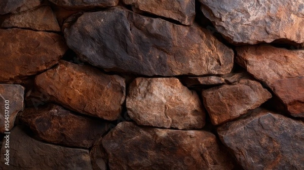 Obraz This captivating image showcases a rugged rock wall with diverse shades of brown, highlighting the beauty of natural stone formations in a rugged outdoor environment.