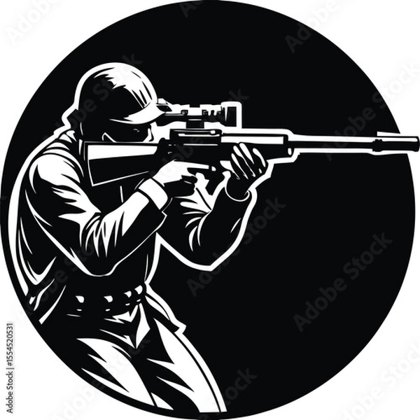 Obraz Silhouette of a sniper taking aim