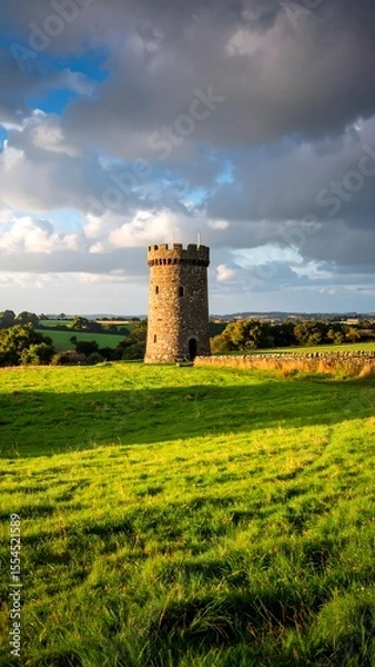 Fototapeta Majestic castle nestled in the countryside captured from a side angle perspective