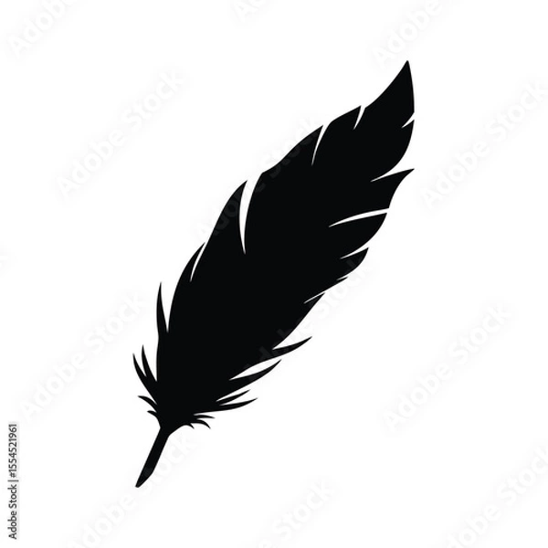 Fototapeta Bird Feather Silhouette Vector. Simple Minimalist Icon