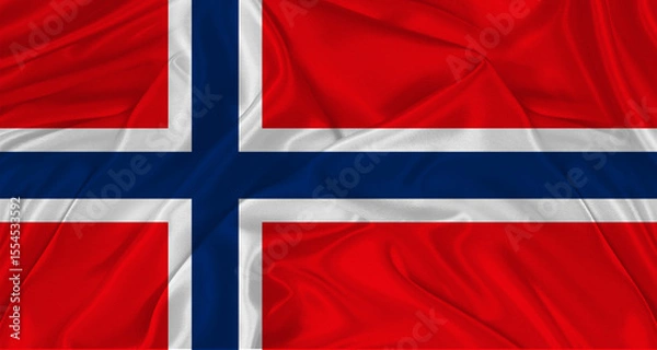 Fototapeta Flag of Norway with cloth texture. Close up of Norwegian flag waving