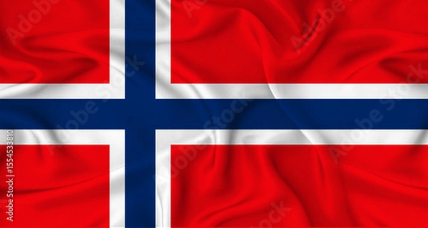 Fototapeta Realistic Norway flag waving. Close up of flag of Norway with cloth texture