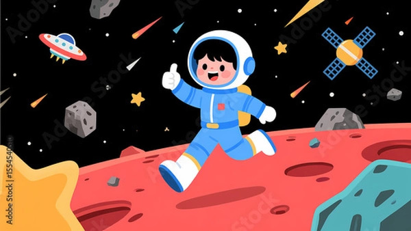 Fototapeta Astronaut on a Red Planet Giving a Thumbs Up in a Space Adventure